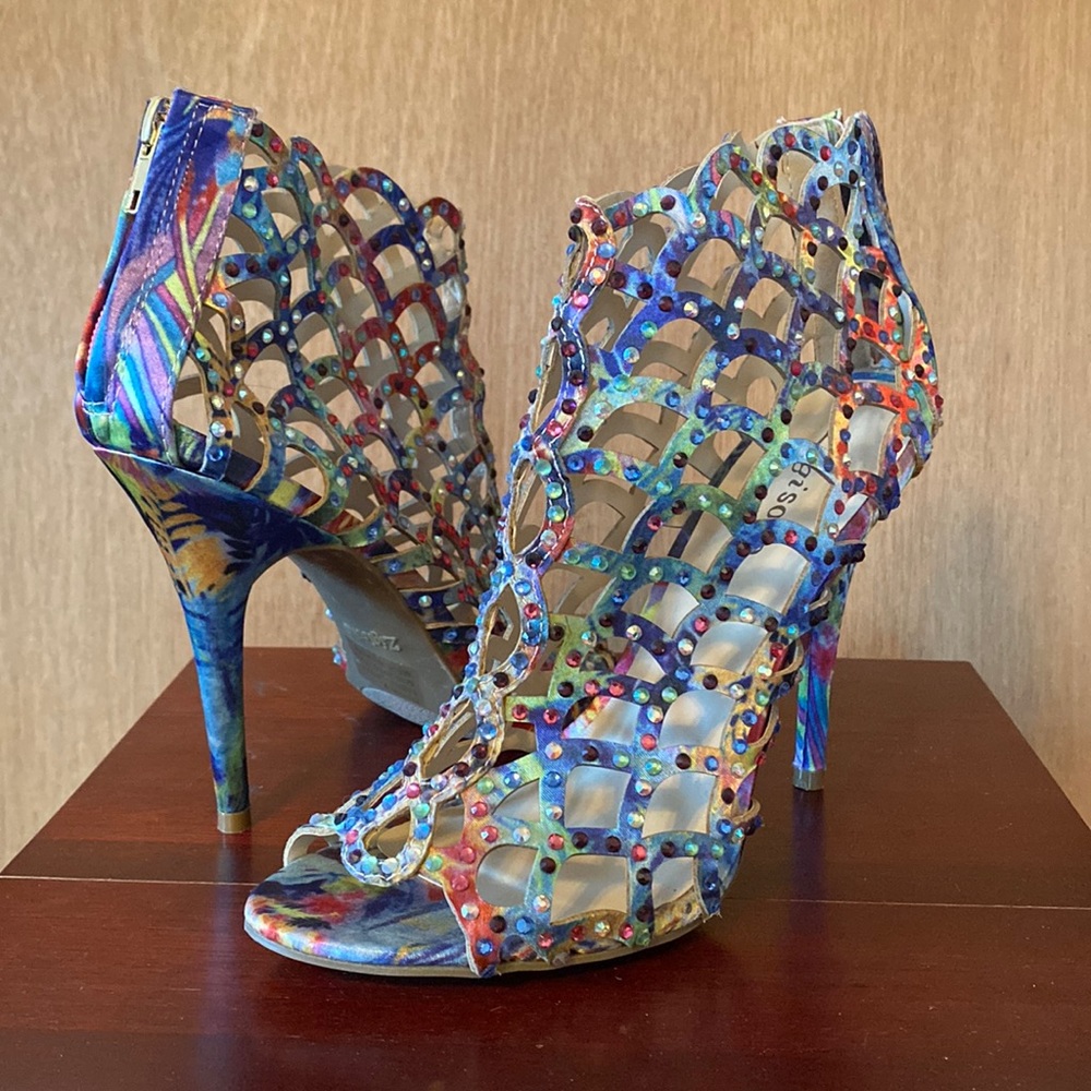 Zigi Soho Colorful Rhinestone Heels, Size 9, New